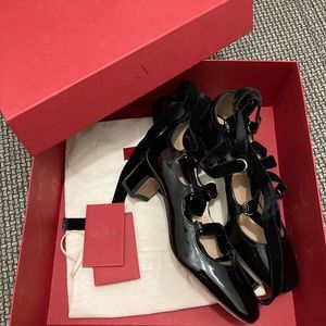 Valentino Ghille Black Velvet Tie Block Heels